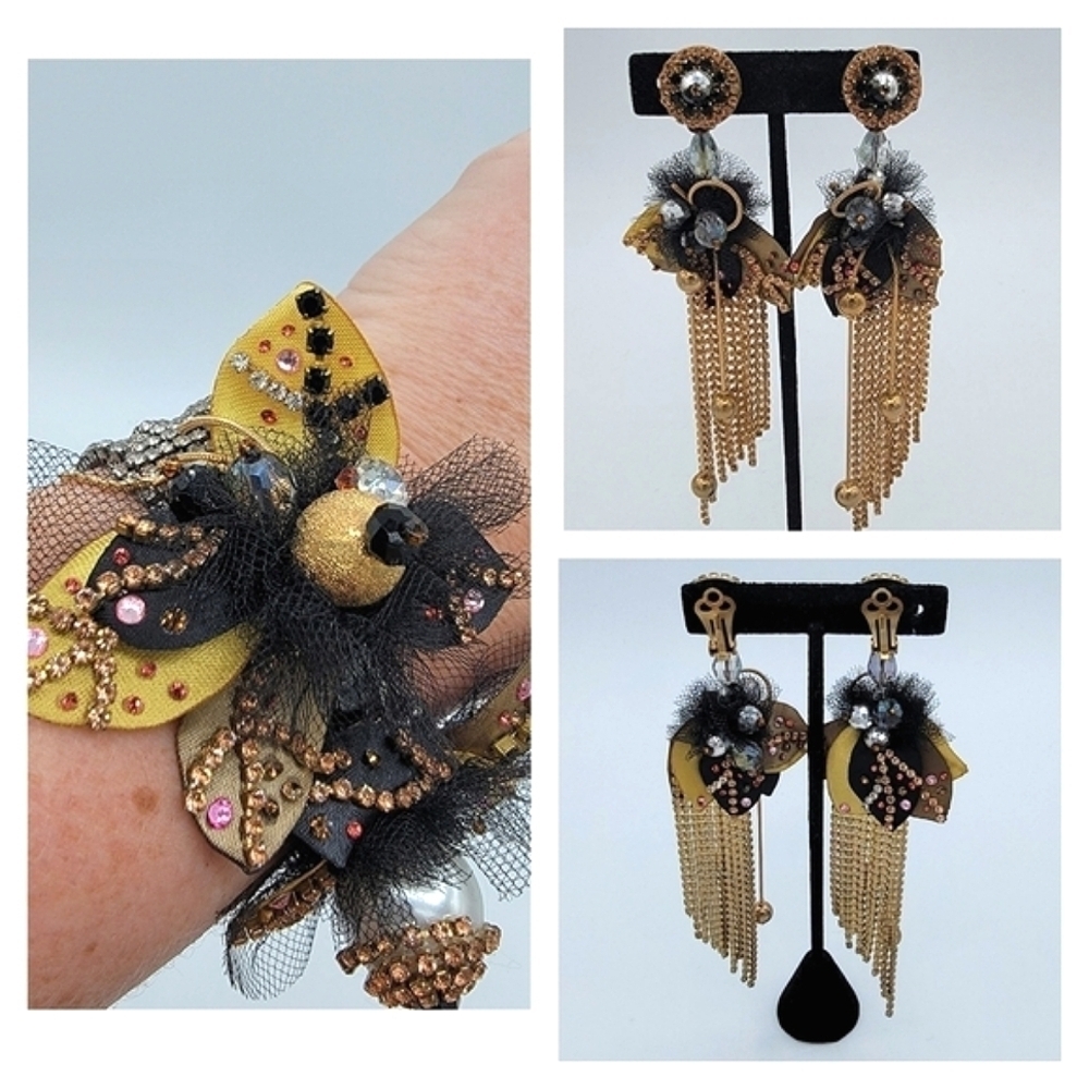 Jewelry Set Bracelet & Earrings Couture Design Etsy Artisan #2042